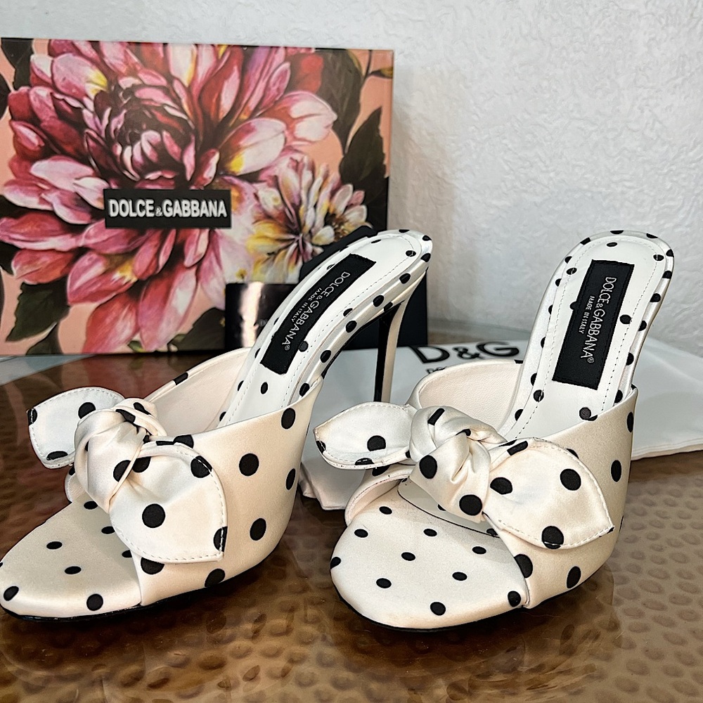Dolce & Gabbana Black and White Polka Dot Heels